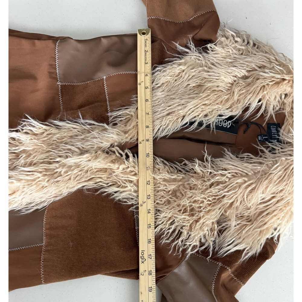 Dolls Kill Current Mood Penny Lane Patchwork Corduroy Faux Leather Long Coat L - Picture 14 of 16